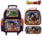 Mochila Escolar Infantil Azul Dragon Ball Rodinha Toys 2U