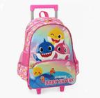 Mochila Escolar Infantil Baby Shark C/ Rodinhas Luxcel Rosa