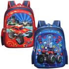 Mochila Escolar Infantil Carros de Rodinhas Menino Bolsa Resistente Impermeável