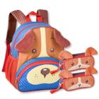 Mochila Escolar Infantil com 2 Estojos Kit Cachorrinhos