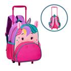 Mochila escolar Infantil Com Rodinhas Unicórnio Rosa