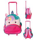 Mochila Escolar Infantil com Rodinhas Unicórnio Roxo