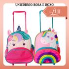 Mochila Escolar Infantil Com Rodinhas Unicórnio Volta As Aulas Criança Pet Bichinhos Meninas