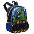 Mochila Escolar Infantil De Alças Dinossauro Masculina Azul