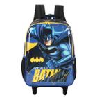 Mochila Escolar Infantil De Rodinhas Do Batman Luxcel Azul