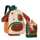 Mochila Escolar Infantil de Rodinhas Pet 3D Com Lancheira Térmica com divisória Original Material Escolar Creche Aulas