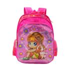 Mochila Escolar Infantil Feminina 3D Boneca e Cachorro WL-C143