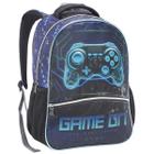 Mochila Escolar Infantil Grande 18L Menino Game On Preta Azul - Seanite