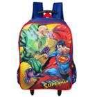 Mochila Escolar Infantil Juvenil Com Rodas DC Comics Super Homem - Luxcel