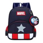 Mochila Escolar Infantil Marvel Capitão America Azul Escuro
