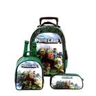 Mochila Escolar Infantil Minecraft Rodinha Lancheira+Estojo