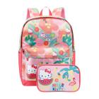 Mochila Escolar Juvenil De Costas + Estojo Box Hello Kitty Summer