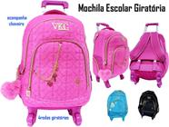 Mochila Escolar Juvenil Flamingo 4 Rod Giratórias + Chav MC4005