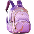 Mochila Escolar Juvenil Lilás Feminina Costas Alças Tam G - Clio