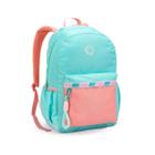 Mochila Escolar Kawaii Juvenil Colegial Fundamental Médio Bolso Frontal Lateral Azul Rosa Feminina