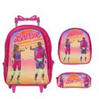 Mochila Escolar Menina Barbie Filme Rosa Rodinhas Passeio