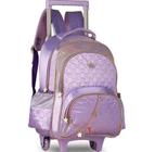 Mochila Escolar Menina Infantil Com Rodinhas Sweet Queen Tema Princesas Cores Lisa - Clio