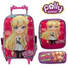 Mochila Escolar Menina Rodinha Lancheira Estojo Polly Pocket - TOYS 2U