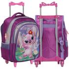 Mochila Escolar Menina Stitch Angel Rodinha Creche Pre