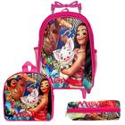 Mochila Escolar Moana Grande Rodinha Kit Lancheira+Estojo