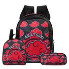 Mochila Escolar Naruto Akatsuki Costas Kit Lancheira+Estojo