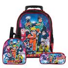 Mochila Escolar Naruto Clássico Rodinha Kit Lancheira+Estojo