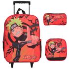 Mochila Escolar Naruto De Rodinha Com Lancheira E Estojo