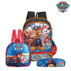 Mochila Escolar Patrulha Canina Costas Kit Lancheira+Estojo