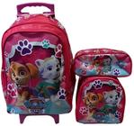 Mochila Escolar Paw Patrol Rodinhas com Lancheira termica e estojo