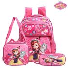 Mochila Escolar Princesa Sofia Rodinha Rosa Lancheira+Estojo