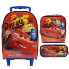 Mochila Escolar Rodinha Infantil + Lancheira + Estojo Carros