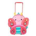 Mochila Escolar Rodinhas Borboleta Rosa Azul Infantil Clio Pets Animais Zoo 3D Bebes Crianças Volta as Aulas Creche Escola Menina