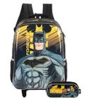 Mochila Escolar Rodinhas Com Estojo Triplo Batman Infantil - Luxcel