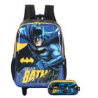 Mochila Escolar Rodinhas Com Estojo Triplo Batman Infantil - Luxcel