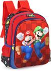 Mochila Escolar Super Mario Bros De Costas 2 Ziper Verm/Preto - Luxcel