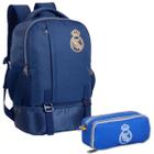 Mochila Esportiva c/ Porta Tênis E Estojo Escolar Real Madrid