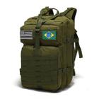 Mochila Esportiva Tática Militar 50l 1000d Com 2 Bandeiras Cor Verde Militar