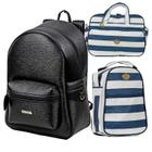 Mochila Feminina Bolsa Costas + Kit Maternidade Menino Listrada Azul