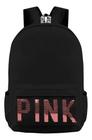 Mochila Feminina Bolsa Moderna Ajustável Reforçada Presente Natal Bolsa de Costas Bordada Original Moda Gringa Pink Luxo