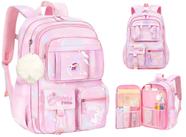 Mochila Feminina Escolar Grande Rosa Barbie Luxo Princesa