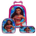 Mochila Feminina Infantil Rodinha Moana Lancheira Estojo