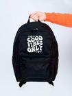 Mochila Feminina Nylon Good Vibes Only Estampada Personalizada Resistente Grande Escolar Faculdade Bolsa Trabalho Viagem Mala Masculina