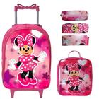 Mochila Feminina Rodinha Infantil + Estojo + Lancheira Térmica