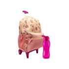 Mochila Feminina Rodinhas Qualidade Universitária Flor Rosa