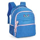 Mochila Grande Costas Escolar Stitch Infantil Disney Azul