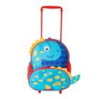 Mochila Infantil Alça Reforçada E Rodinha Dinossauro Azul