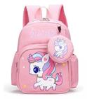 Mochila Infantil Bebê Unicórnio Rosa Claro Menina Creche