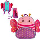 Mochila Infantil Com Alças Costas Borboleta Rosa Roxa Maternal Bebe Creche Hotelzinho - Clio Pets