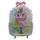 Mochila Infantil De Rodinhas Para Menina Unicórnio Arco-íris-Roxo