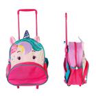 Mochila Infantil Escolar 14 Litros com Rodinha Unicórnio Pink Bolso Frontal e Lateral Alças Ajustáveis e Confortáveis